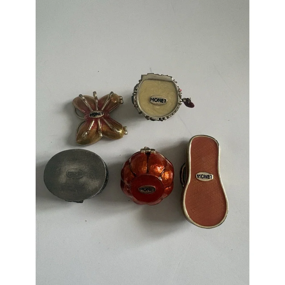 Monet Multicolor Decorative Shiny Collectibles Trinket Boxes Lot Of 5